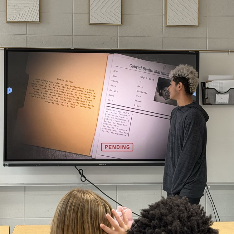 student presenting narrative  