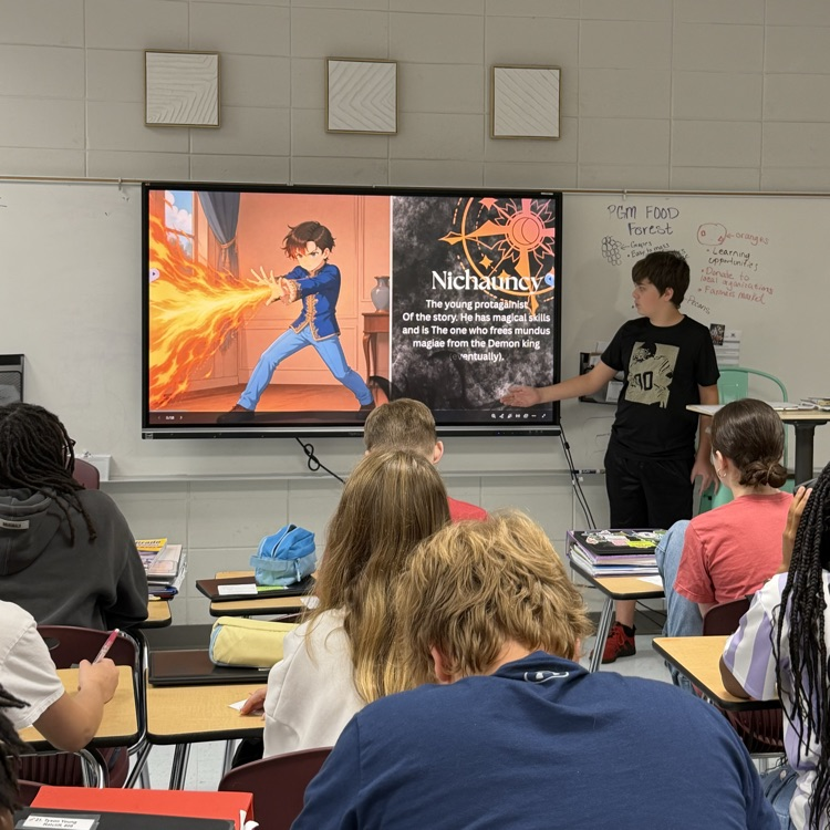 student presenting narrative  