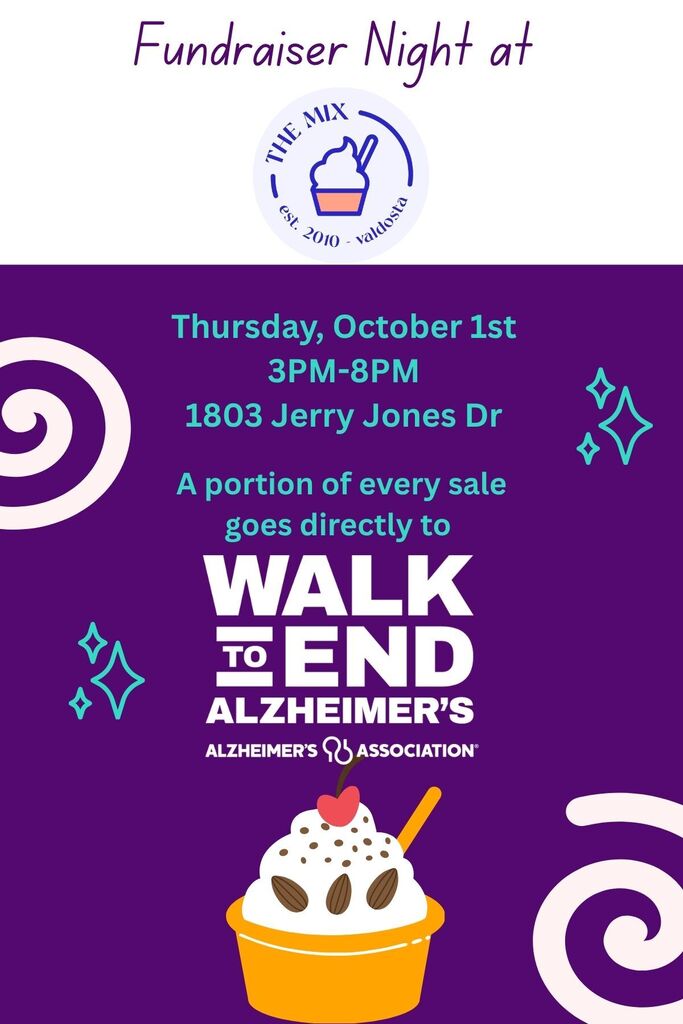 Fundraiser for Walk To End Alzheimer's October 1st 3-8pm at The Mix