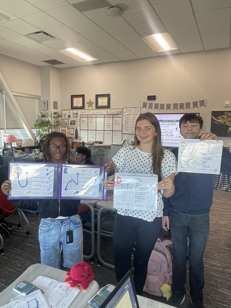 Students showing their work from the Functions Challenge