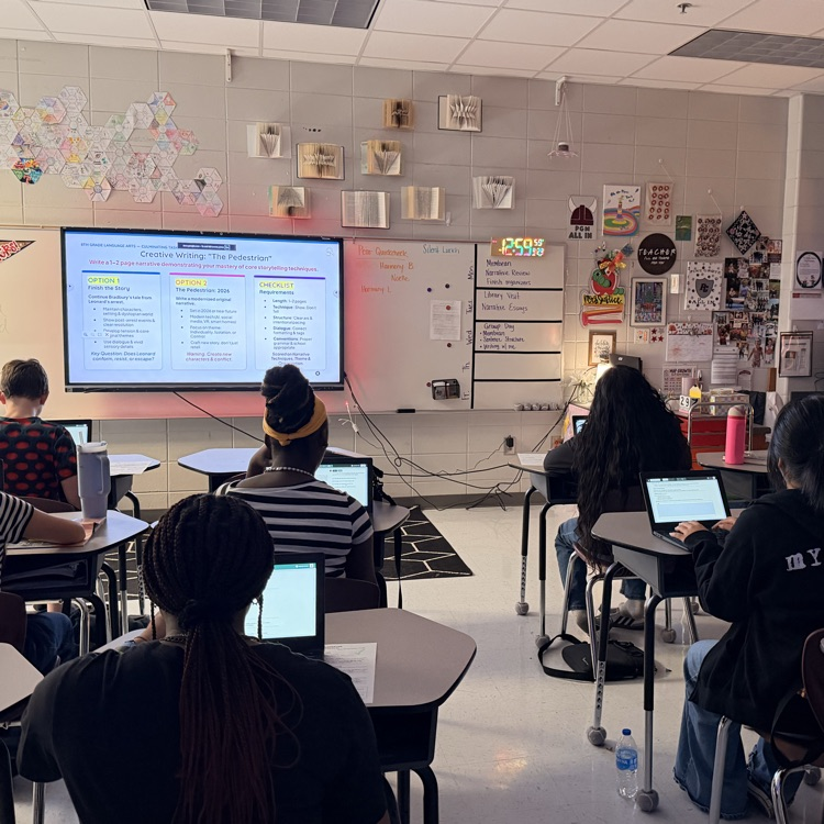 students typing narratives