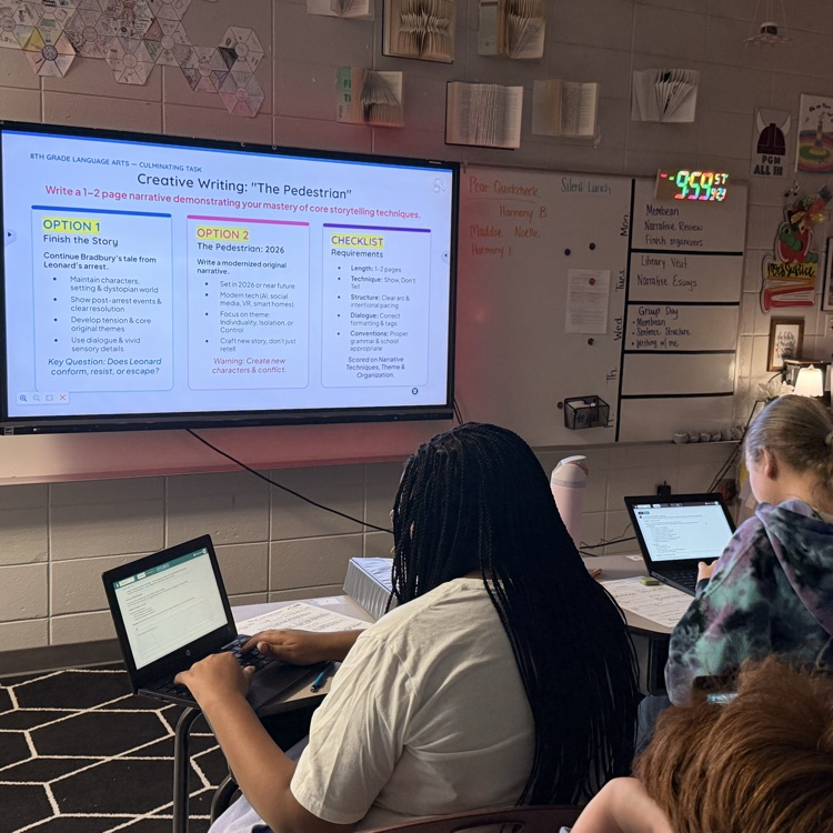 students typing narratives