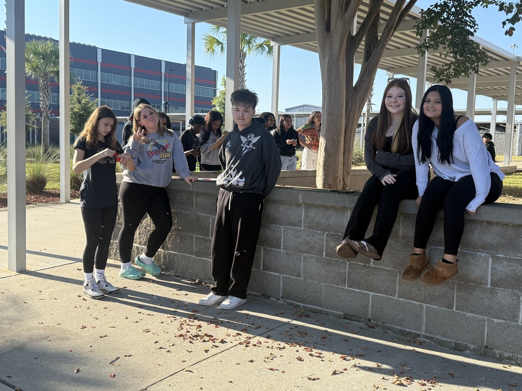 Students outside for experiment