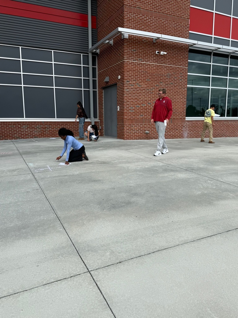 Students graphing with sidewalk chalk