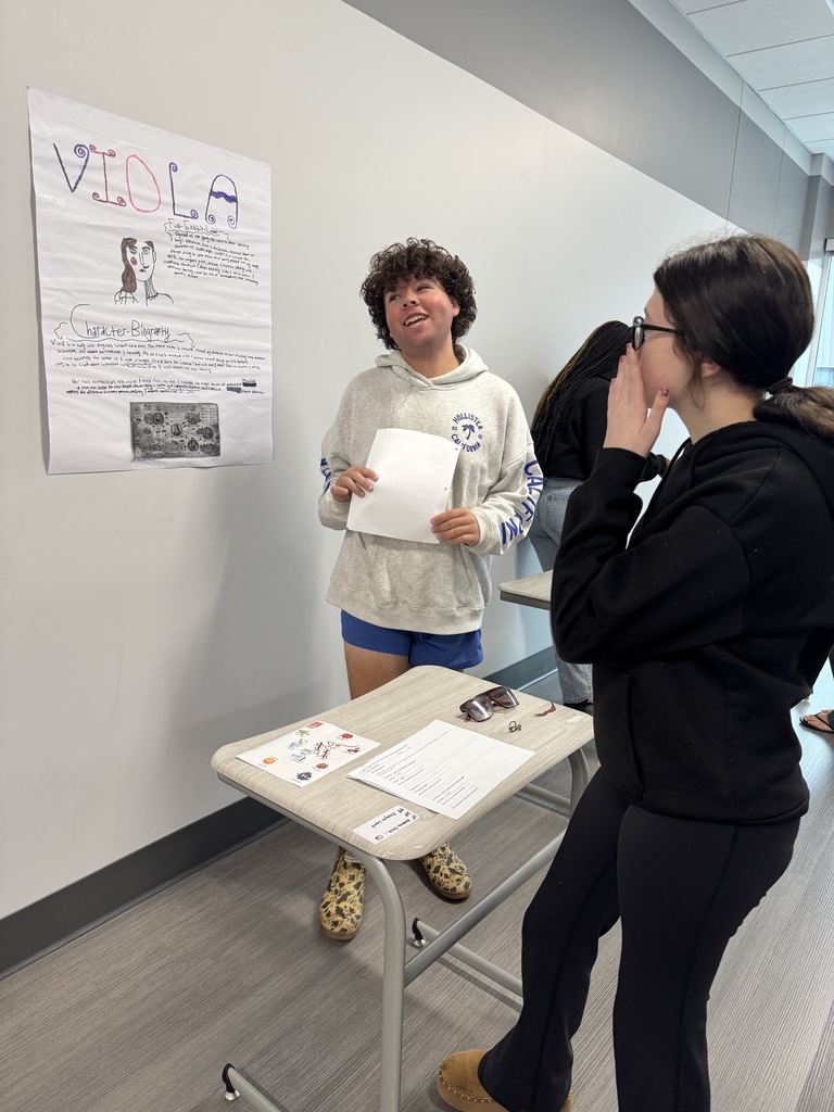 Students exploring the Shakespeare' Twelfth Night characters with museum exhibits.