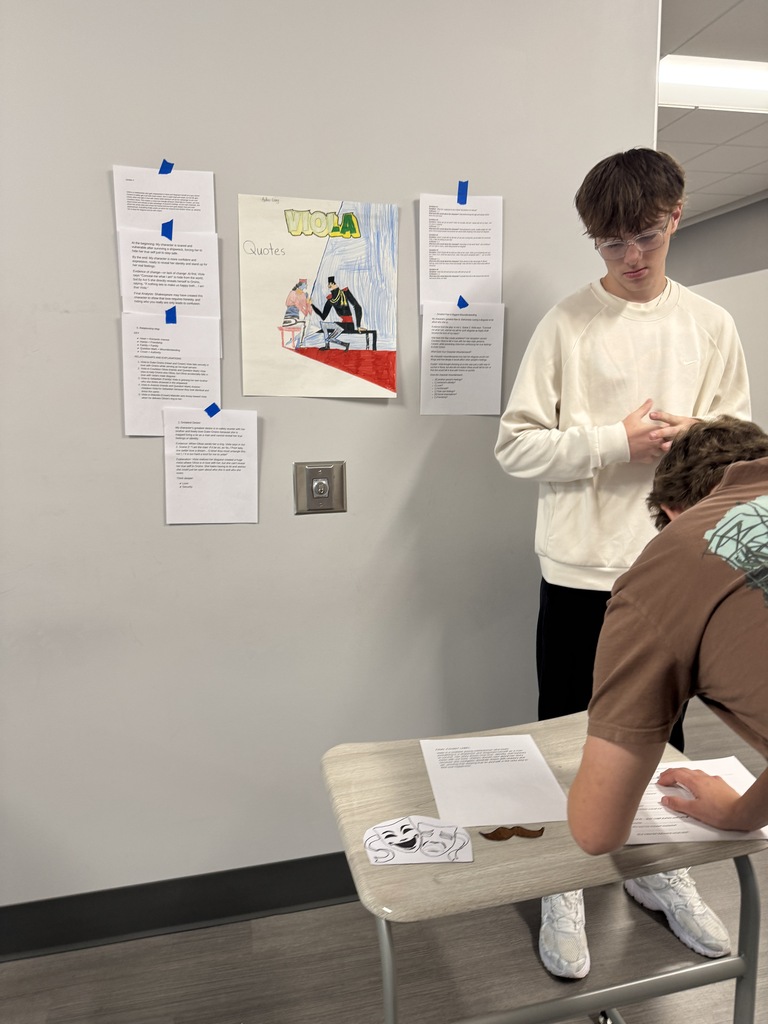 Students exploring the Shakespeare' Twelfth Night characters with museum exhibits.