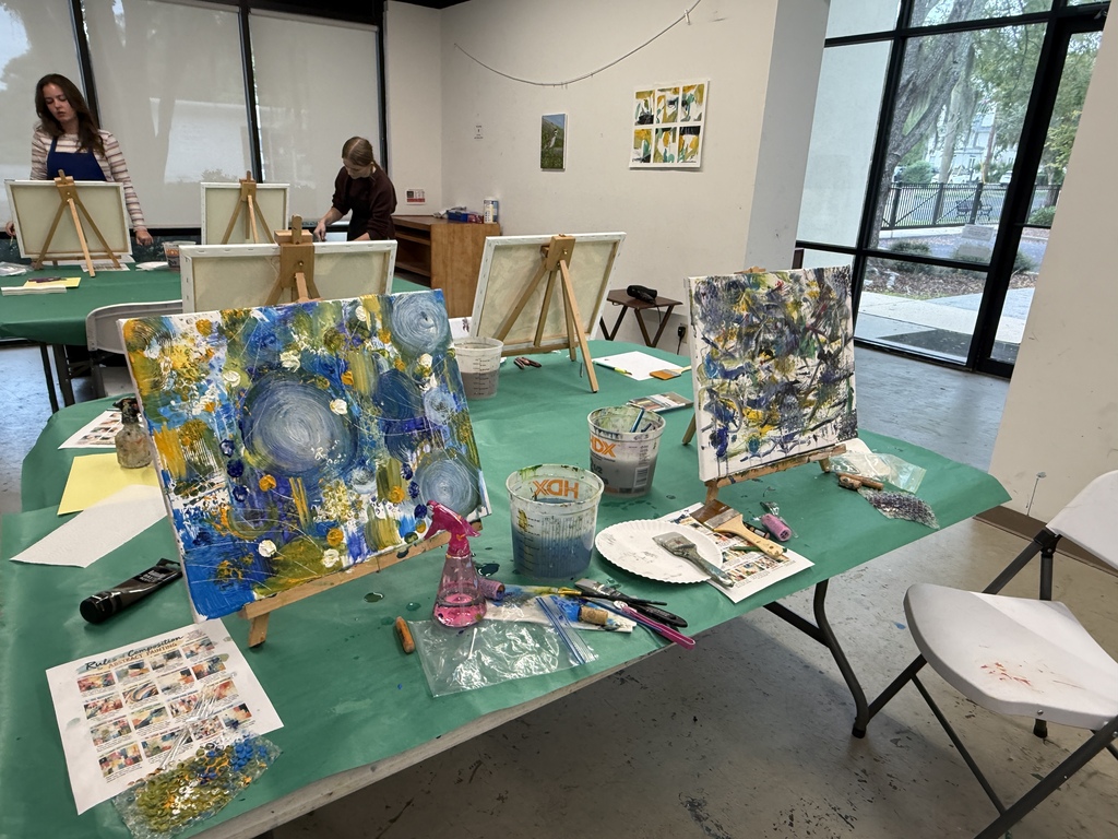 Students and paintings