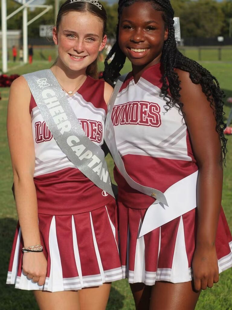 Congratulations to the 26–27 LMS Cheer Captain, Jesslyn Rentz, and Co-Captain, Alana Miller!