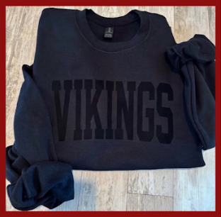 Black sweatshirt with black velvet letters VIKINGS