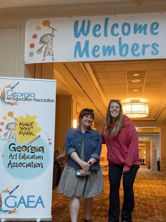 Art teachers Daisy Taylor and Becky Yancey at GAEA