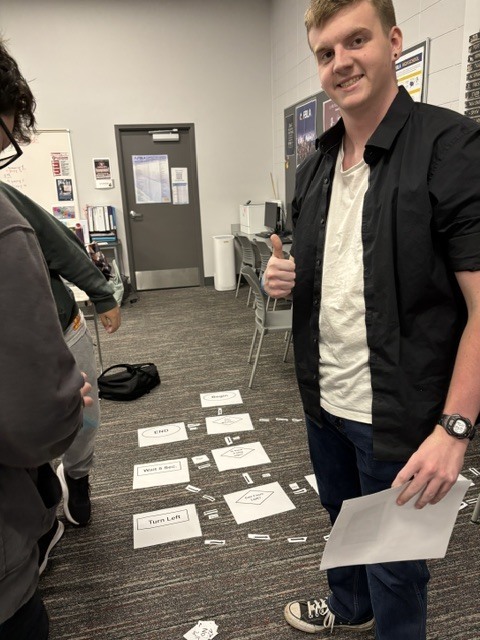 Students creating and following flow charts