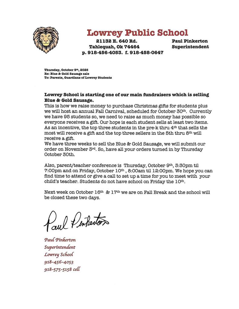 Blue & Gold Info. 2025