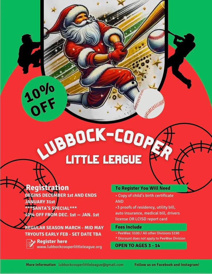 Lubbock-Cooper Little League Registration Now Open!