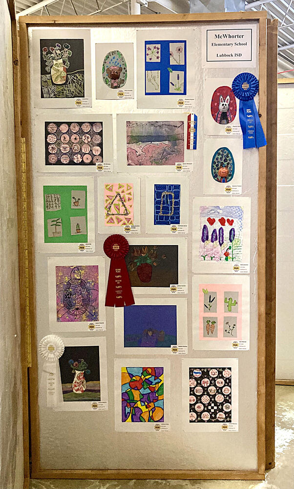 McWhorter student art on display board at the fair