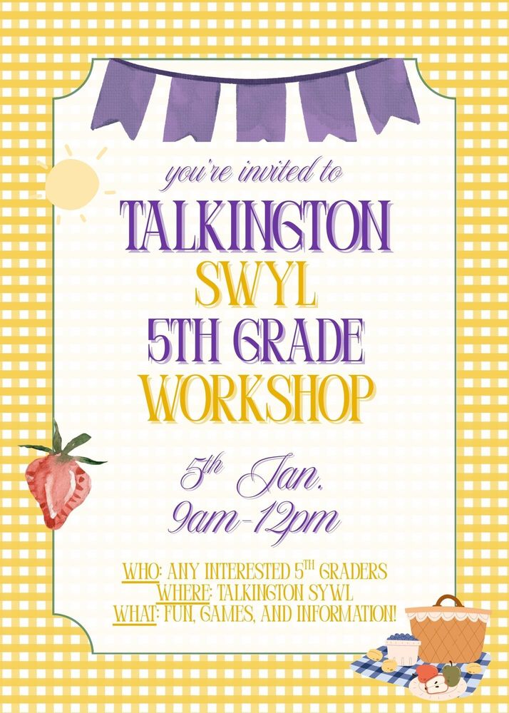 5th grade leadership workshop Jan 5 from 9-12 with picnic background