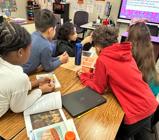 students working in a group