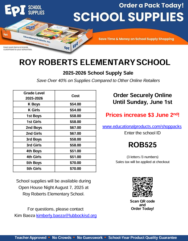 PTA School Supply Order