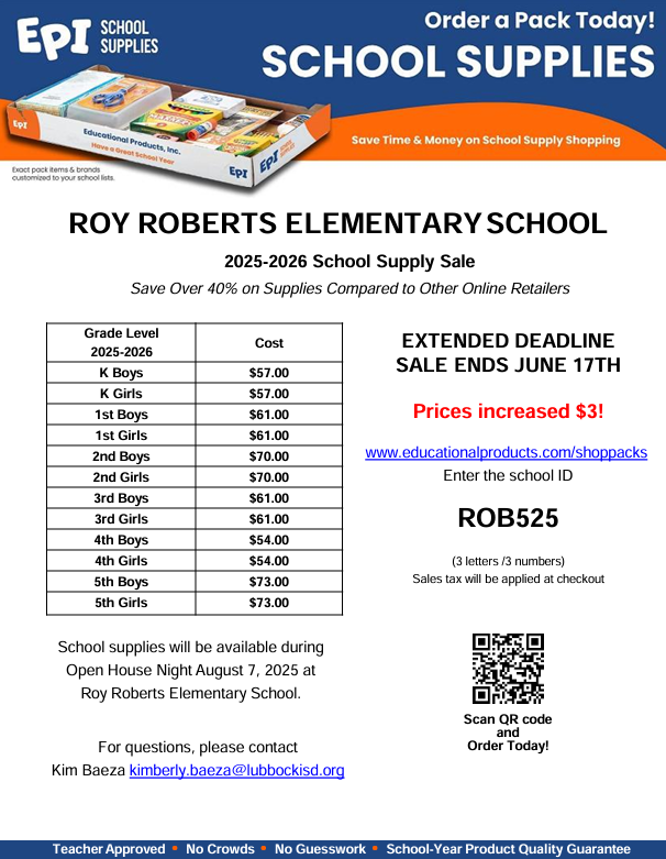 PTA School Supply Order