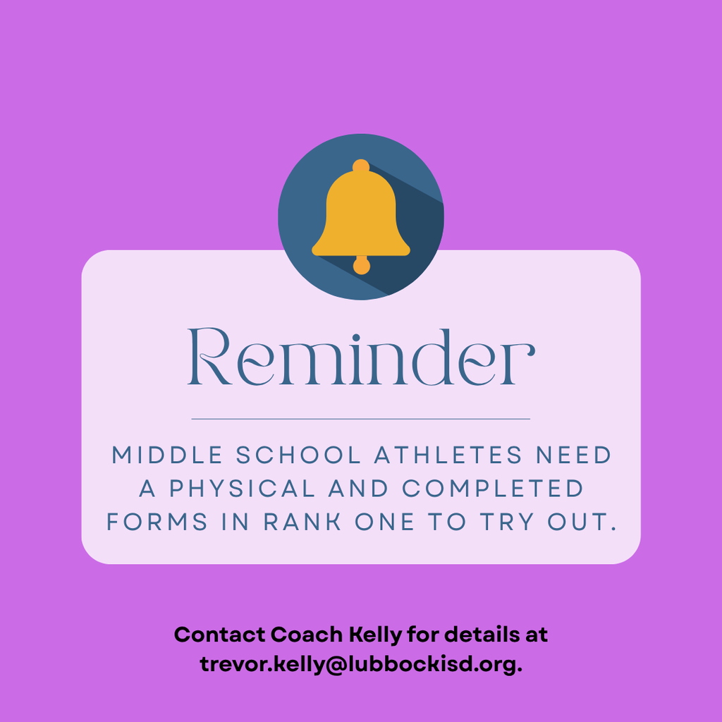 Middle school athletics tryout are week 1
