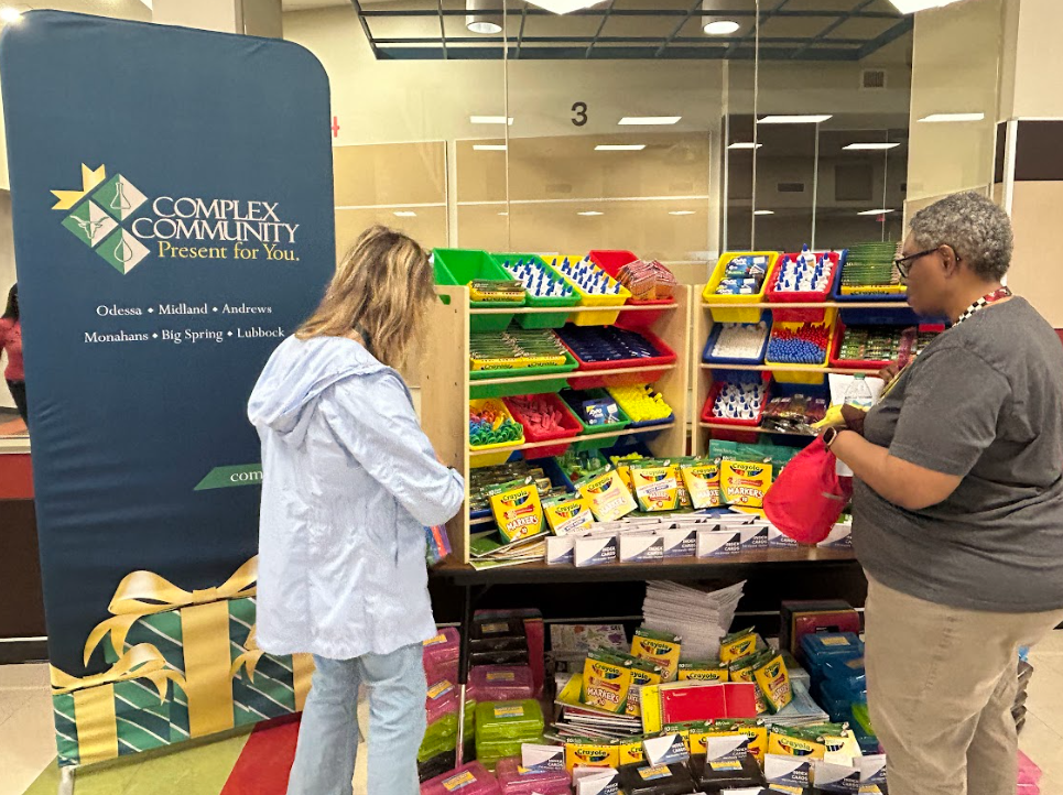 Teachers collecting school supplies