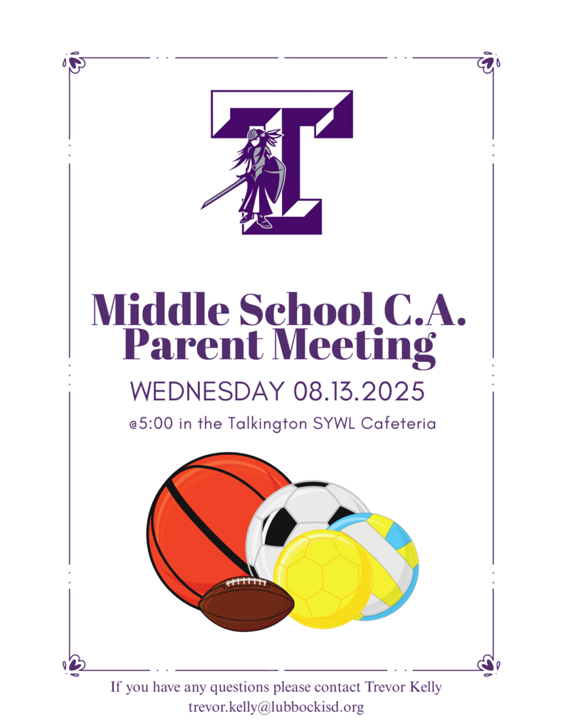 Middle School CA Meeting after school on 8/13