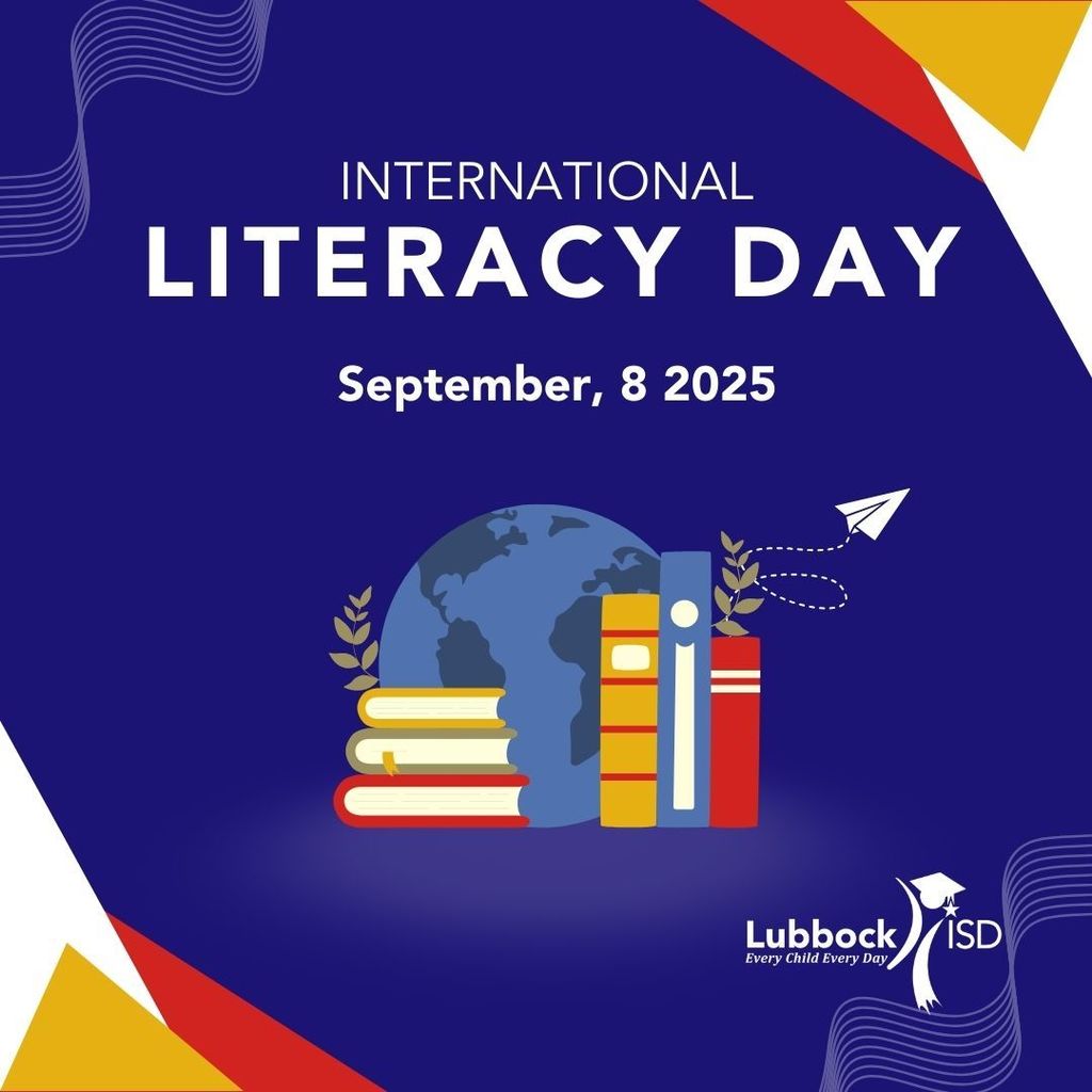 blue globe with books international literacy