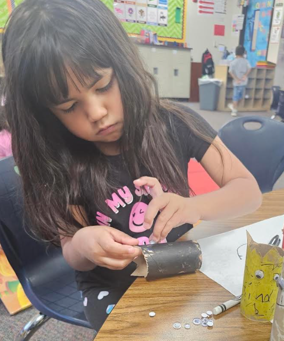 student making a color monster
