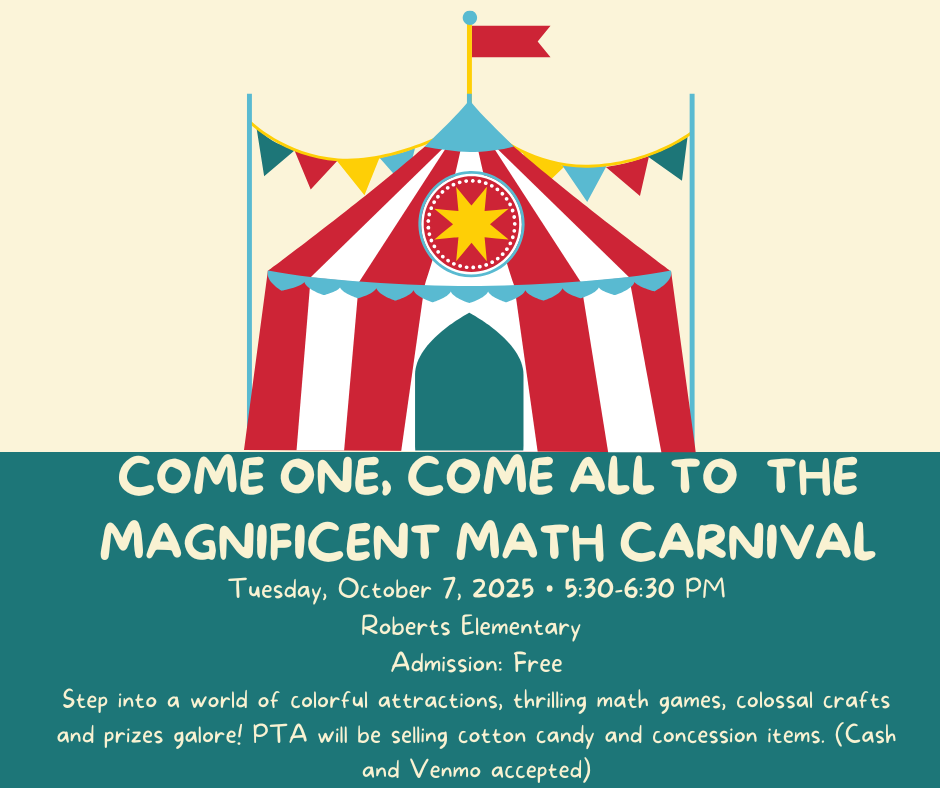invite to math carnival night, circus tent graphic