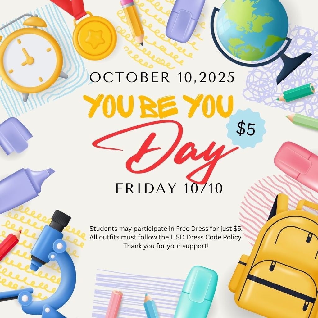 Free Dress Fundraiser!! $5 You be You day, Friday 10/10!!!