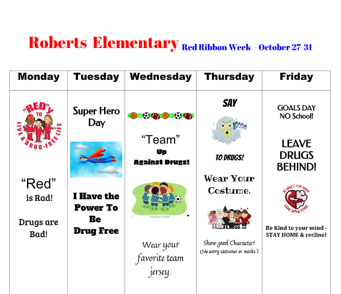 Red Ribbon Week Dress Up Days