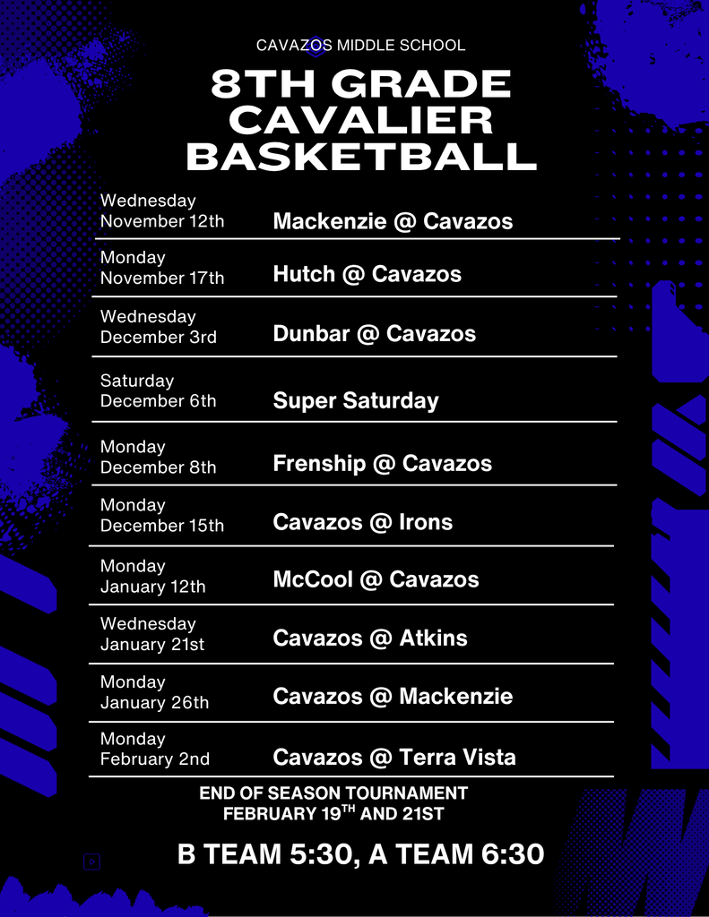 Cavazos Basketball Schedule