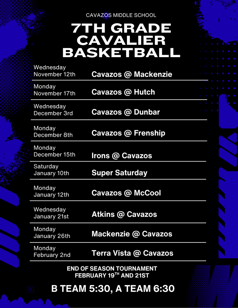 Cavazos Basketball Schedule