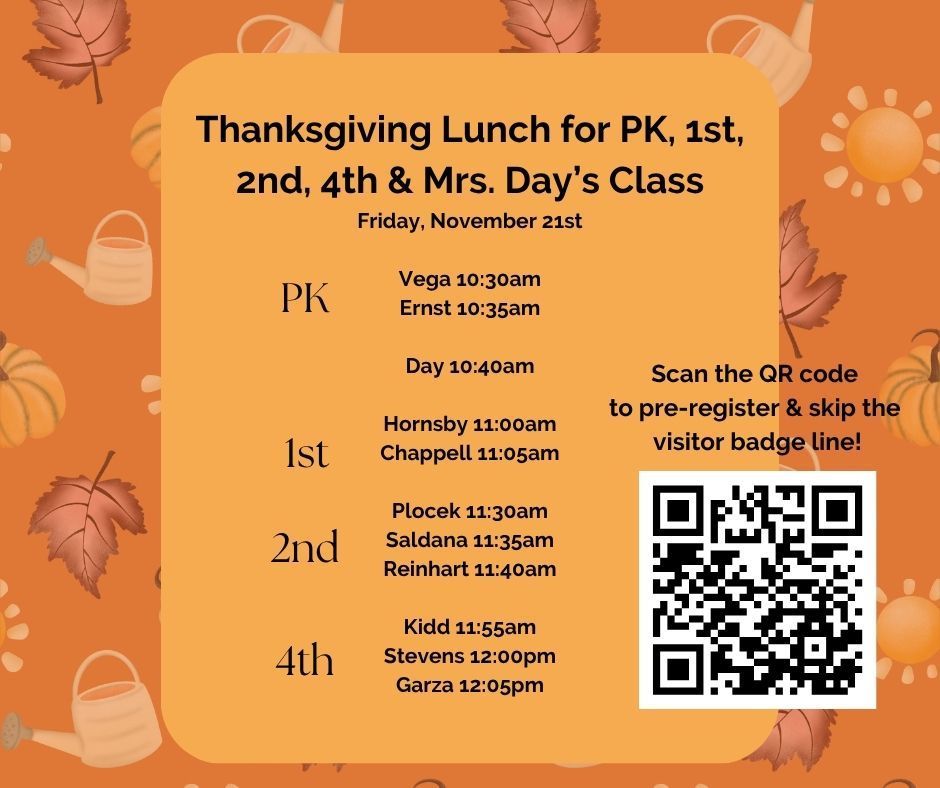 Thanksgiving lunch schedule