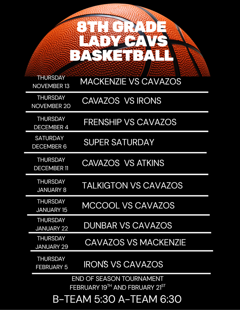 Cavazos Basketball Schedule