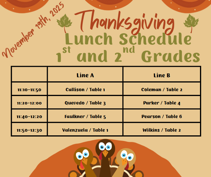 Thanksgiving Lunch Schedule