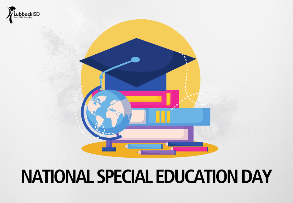 National Special Education Day, globe books and graduation cap
