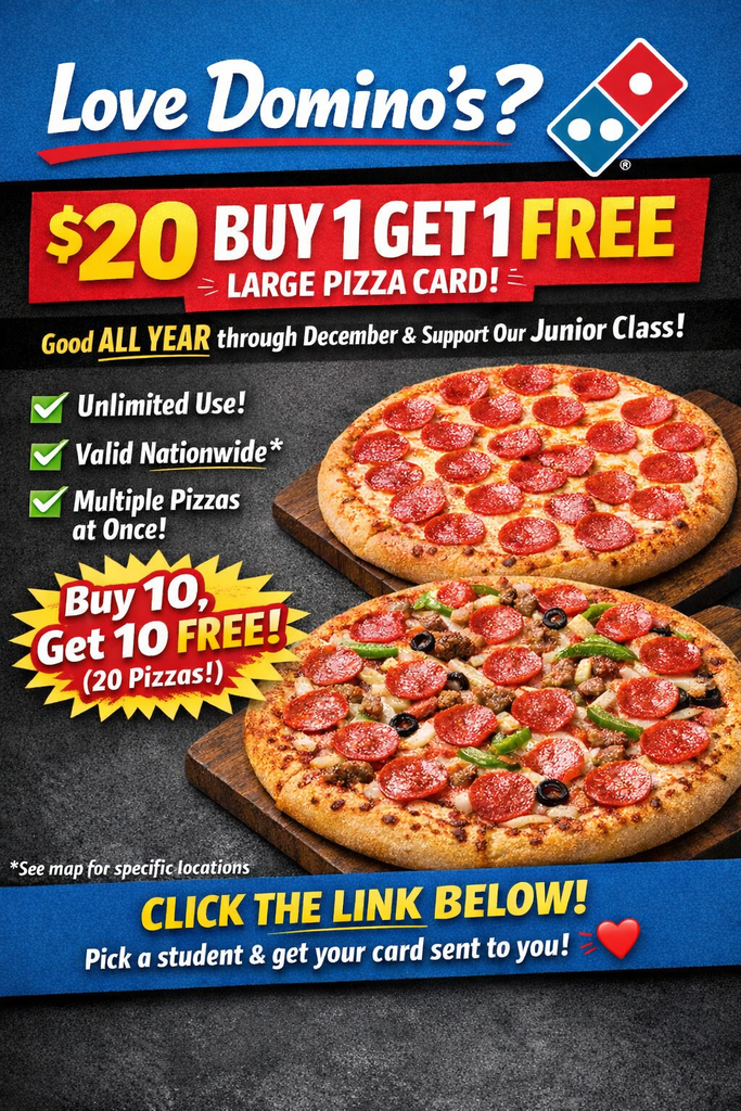 Love Domino's? pizza coupon with two pizzas on it; buy 10 get 10; 