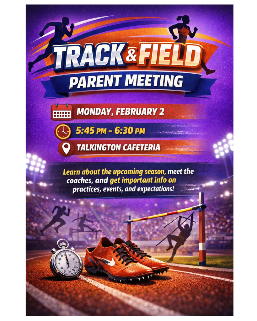 Track and Field Parent Meeting Monday Feb 2nd at 5:45 in the cafeteria