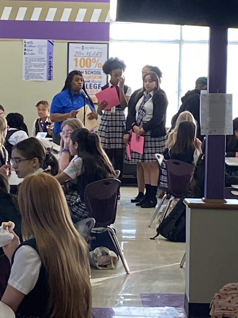 Tiffany Lilly-Essix speaking to the 6th and 7th graders