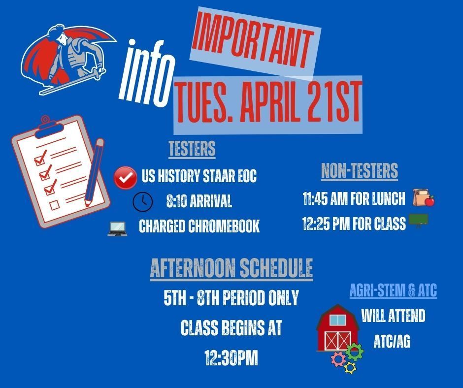 4-21 Testing Schedule