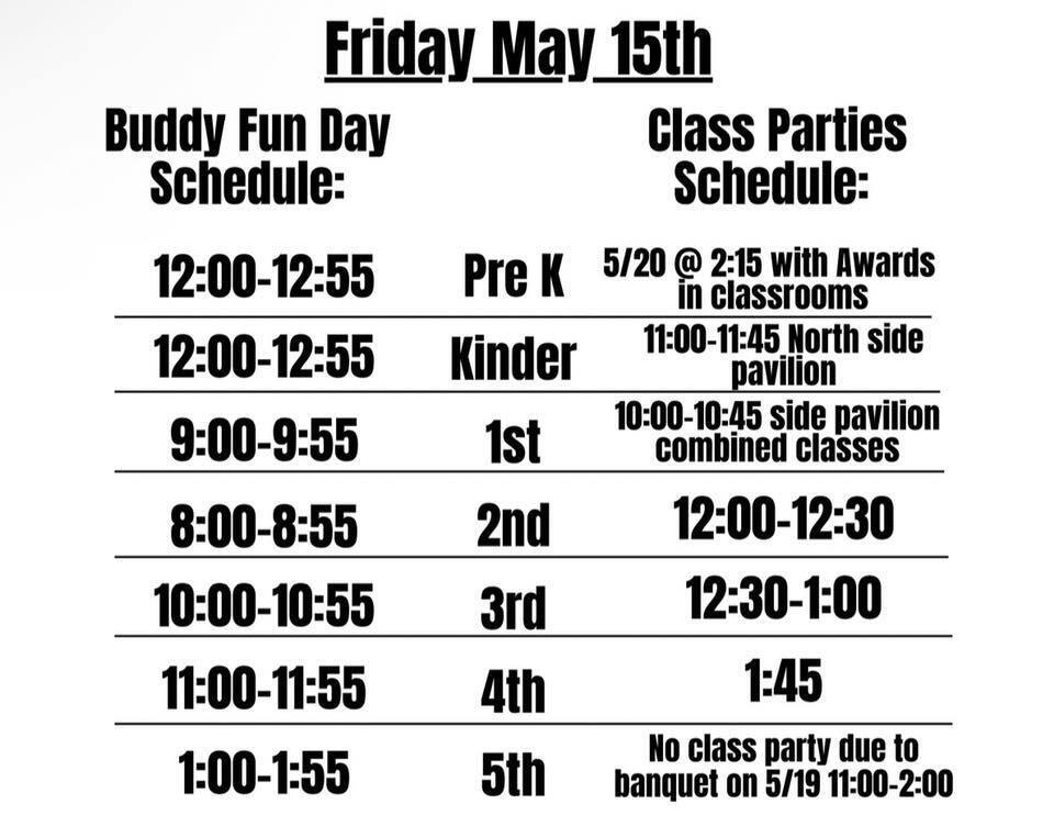 Buddy Fun Day Schedule