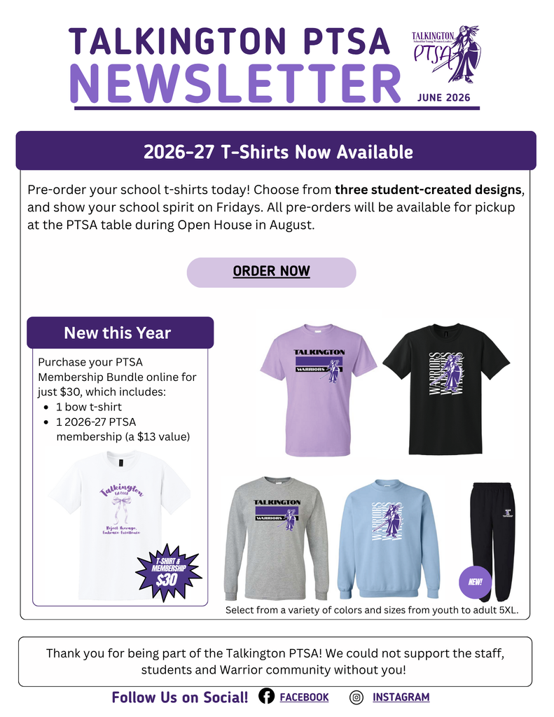 PTSA Shirts now available with designs