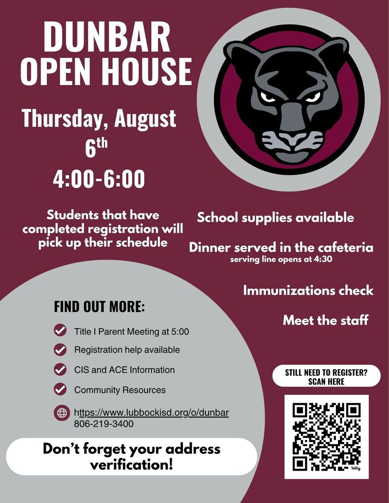 Dunbar Open House Tomorrow!