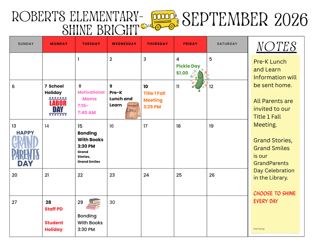 sept calendar of events