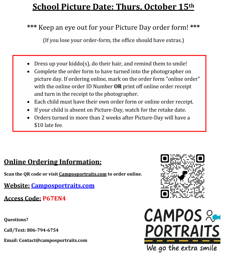 Picture Day Info Letter