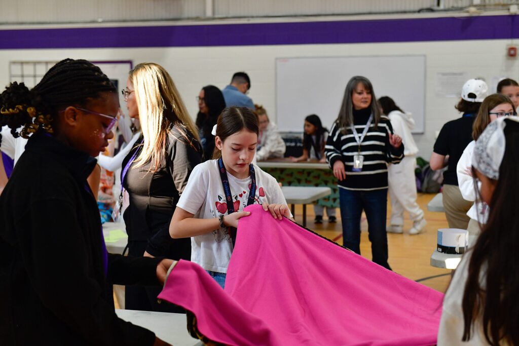 PAY IT FORWARD: MAKING A DIFFERENCE, ONE BLANKET AT A TIME! A huge thank you to Complex Community Federal Credit Union, one of our valued community partners, for visiting Margaret Talkington School for Young Women Leaders and leading our students in an incredible Pay It Forward activity! Our 6th and 7th grade Lady Warriors worked together to make blankets that will be donated to children in foster care. Through this hands-on service project, our students learned that simple acts of kindness can make a lasting impact in the lives of others. At Talkington, we believe that strong community partnerships help our students grow into compassionate leaders who recognize the importance of giving back. We are grateful to Complex Community Federal Credit Union for investing in our students, supporting our mission, and helping us create meaningful opportunities for service and leadership. Thank you for being such a wonderful community partner and helping our Lady Warriors put the power of paying it forward into action! #TalkingtonSYWL #LadyWarriors #CommunityPartners #CommunityService #PayItForward #ServiceWithPurpose #MakingADifference