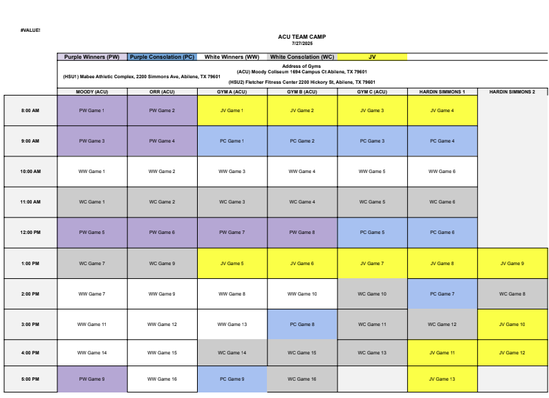 Sunday Schedule