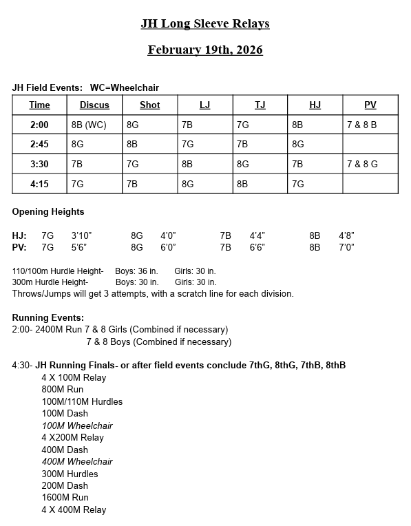 Hamlin Meet Schedule