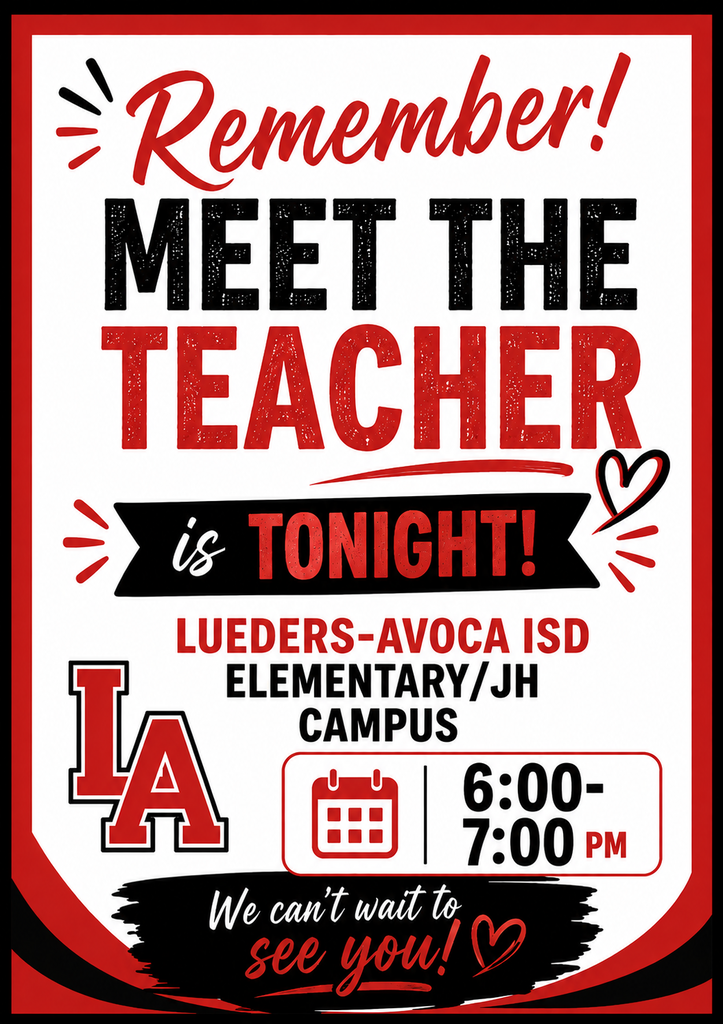 Meet the teacher is tonight, 6:00-7:00