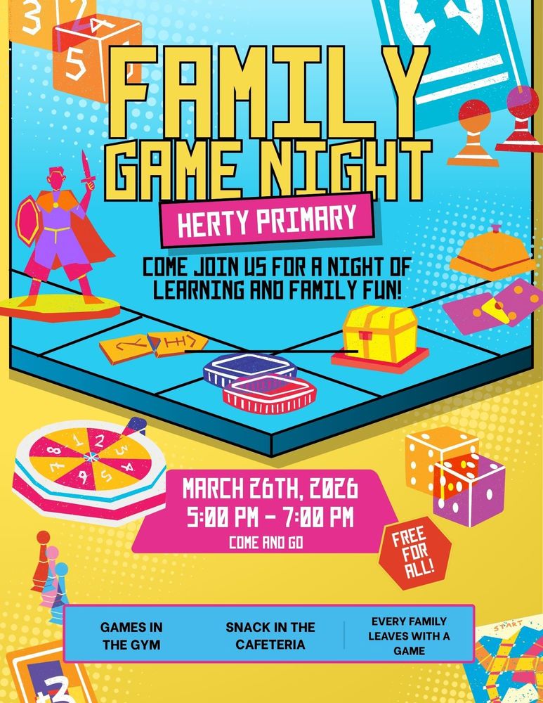Family Game Night at Herty Primary Flyer